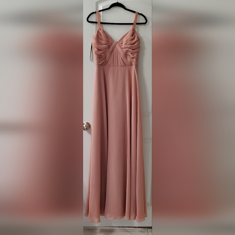 Sorella vita bridesmaid Dress rose color size 10 velvet straps and belt